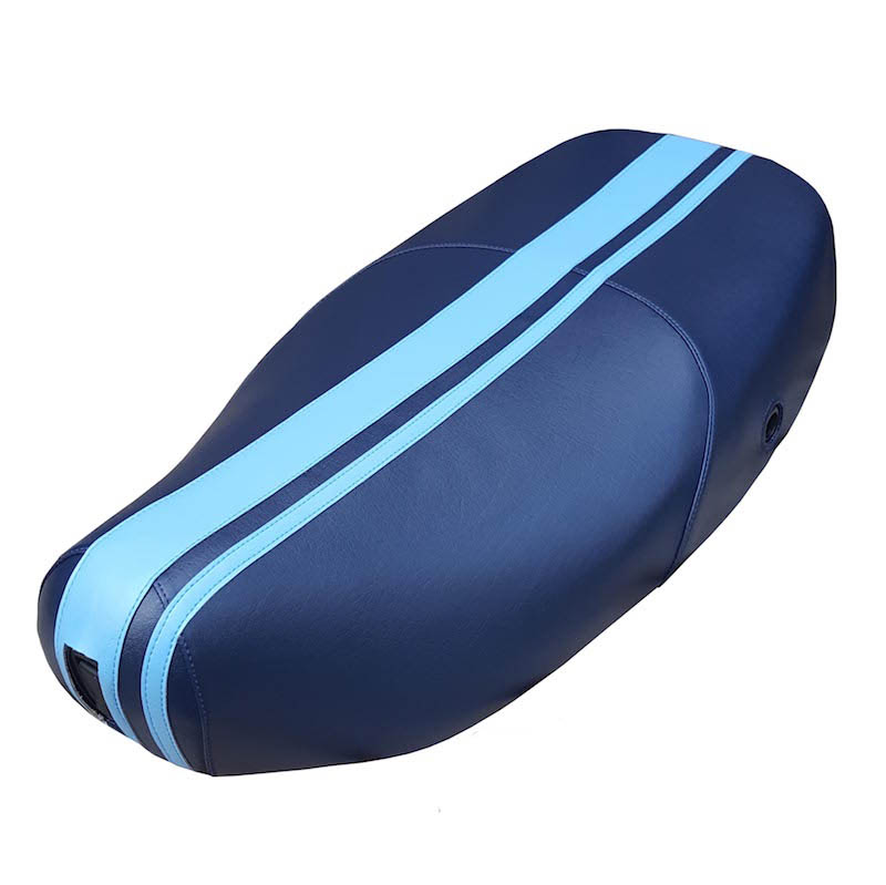 Navy and Tiffany Blue Racing Stripes Vespa LX Scooter Seat Cover